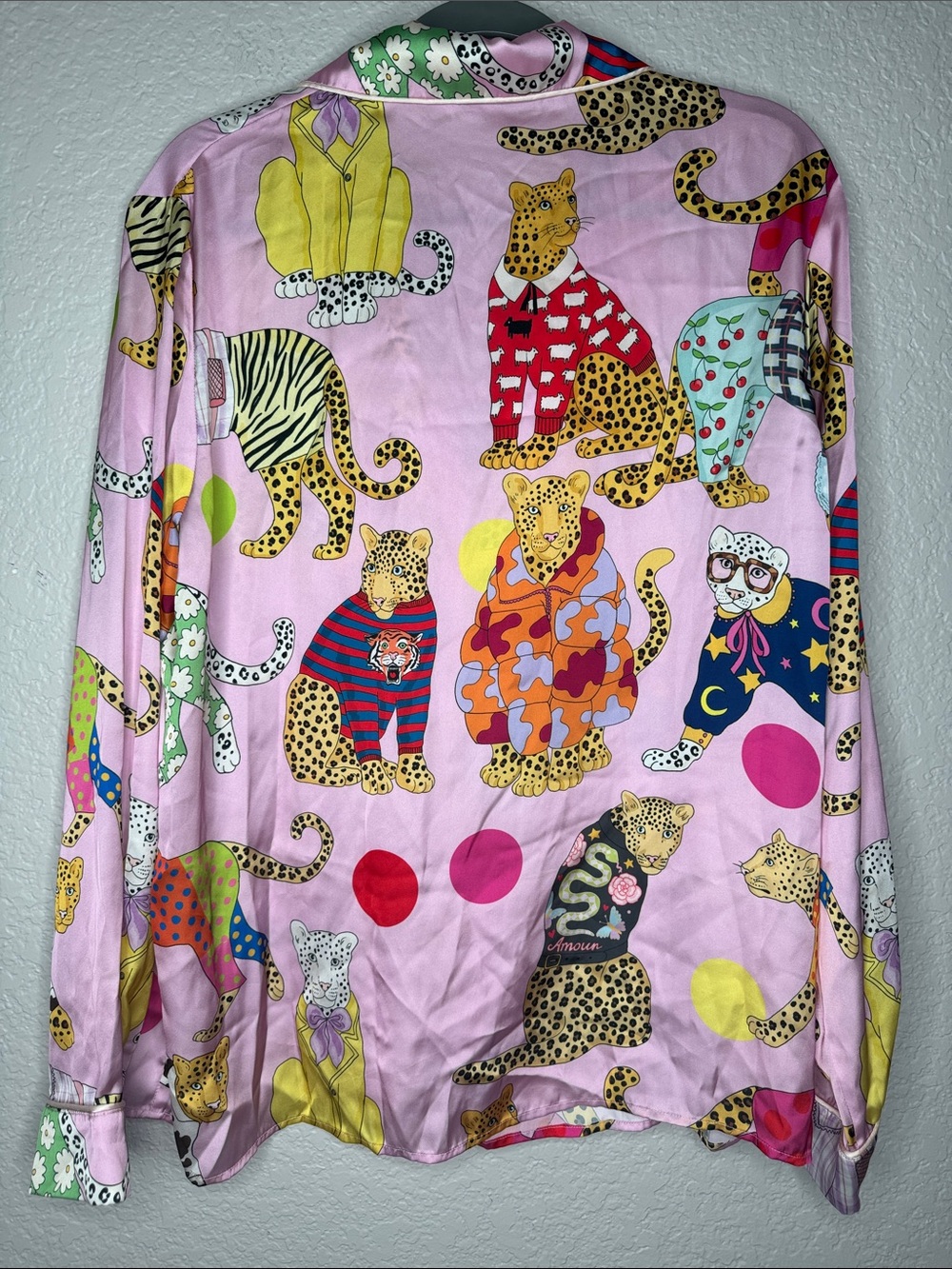Karen Mabon Long Sleeve Leopards Can't Change Their Spots Pajama Top Medium - Picture 7 of 7